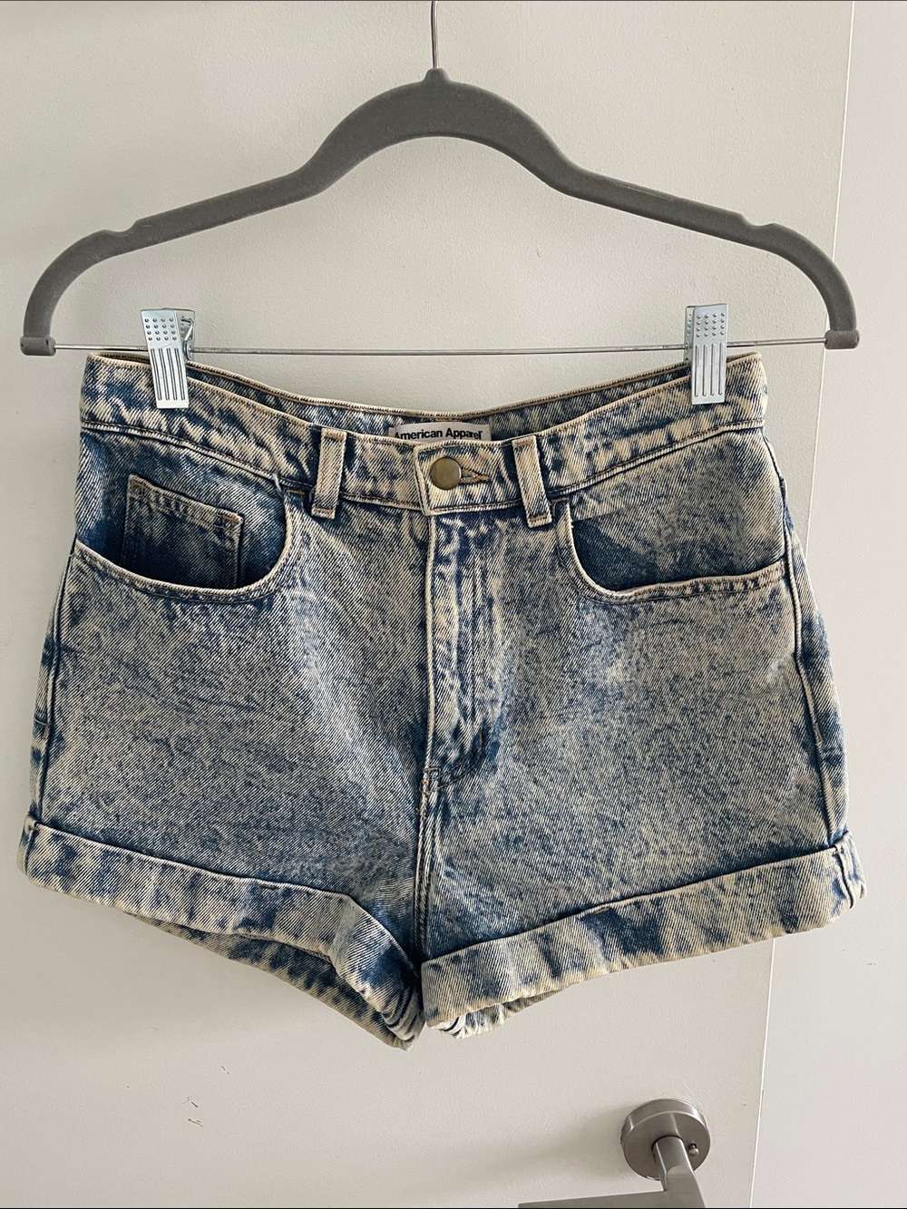 American Apparel Light Acid Wash Denim Shorts